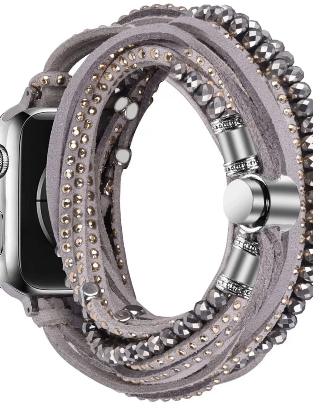 Gray Suede Beaded Multilayer Wrap Apple Watch Band 38/40/41mm NWOT